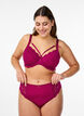 Soutien-gorge enveloppant avec dentelle et détail chaînette, Bordeaux, Model image number 1