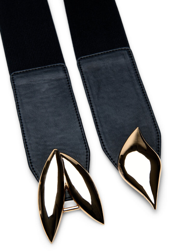 Ceinture élastique à la taille avec boucle dorée, Black w. Gold Buckle, Packshot image number 2