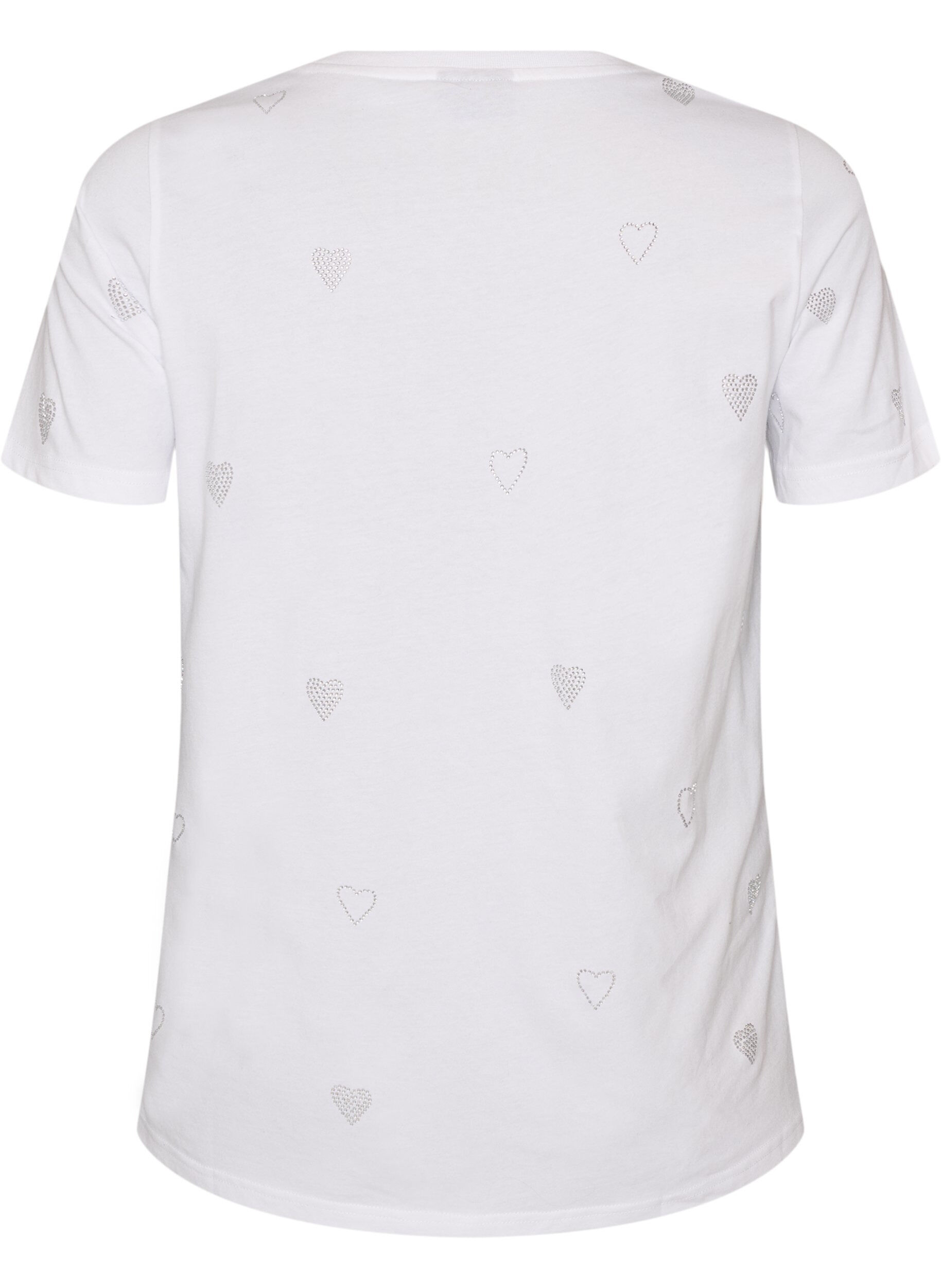 ZizziT-shirt en coton bio avec des c&oelig;urs, Blanc, Packshot image number 1