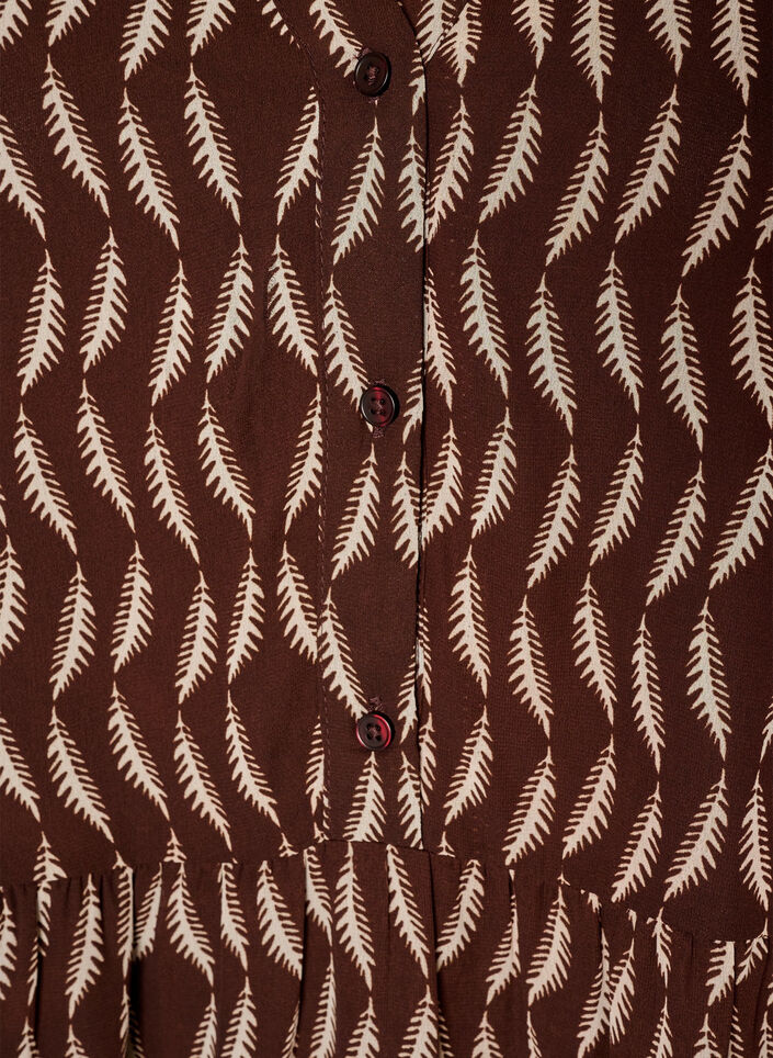 Robe &agrave; imprim&eacute; int&eacute;gral et volant superpos&eacute;, Marron, Packshot image number 2