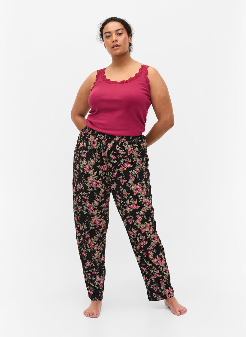 Bas de pyjama, Black Pink Oran Flow, Model image number 2