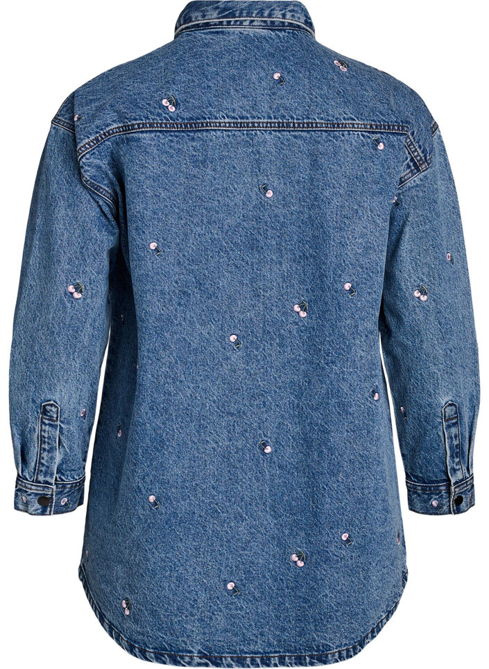 Chemise en jean avec motifs brodés, Bleu Clair, Packshot image number 1