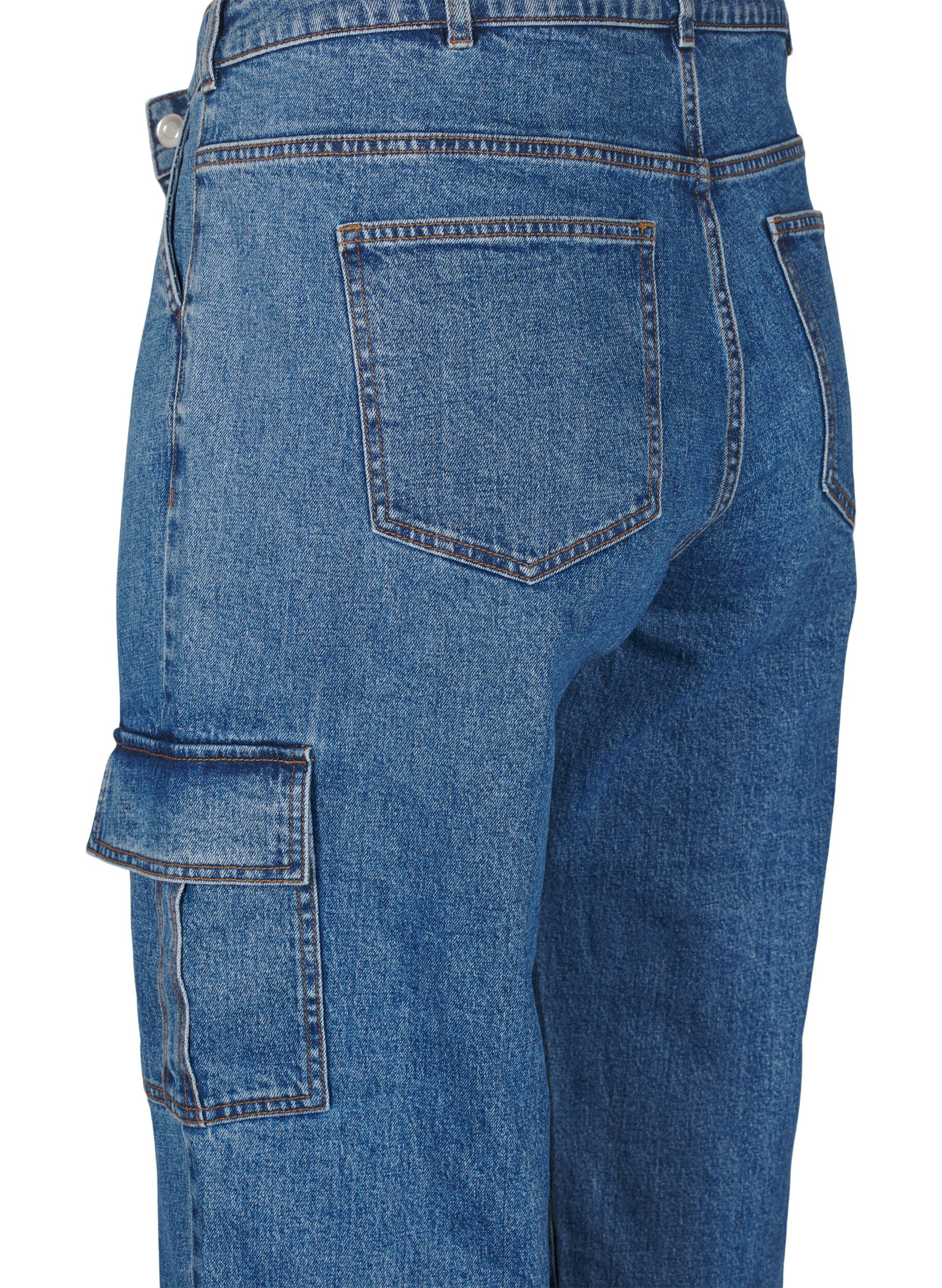 Zizzi Jean cargo &agrave; taille haute, Blue Denim, Packshot image number 3