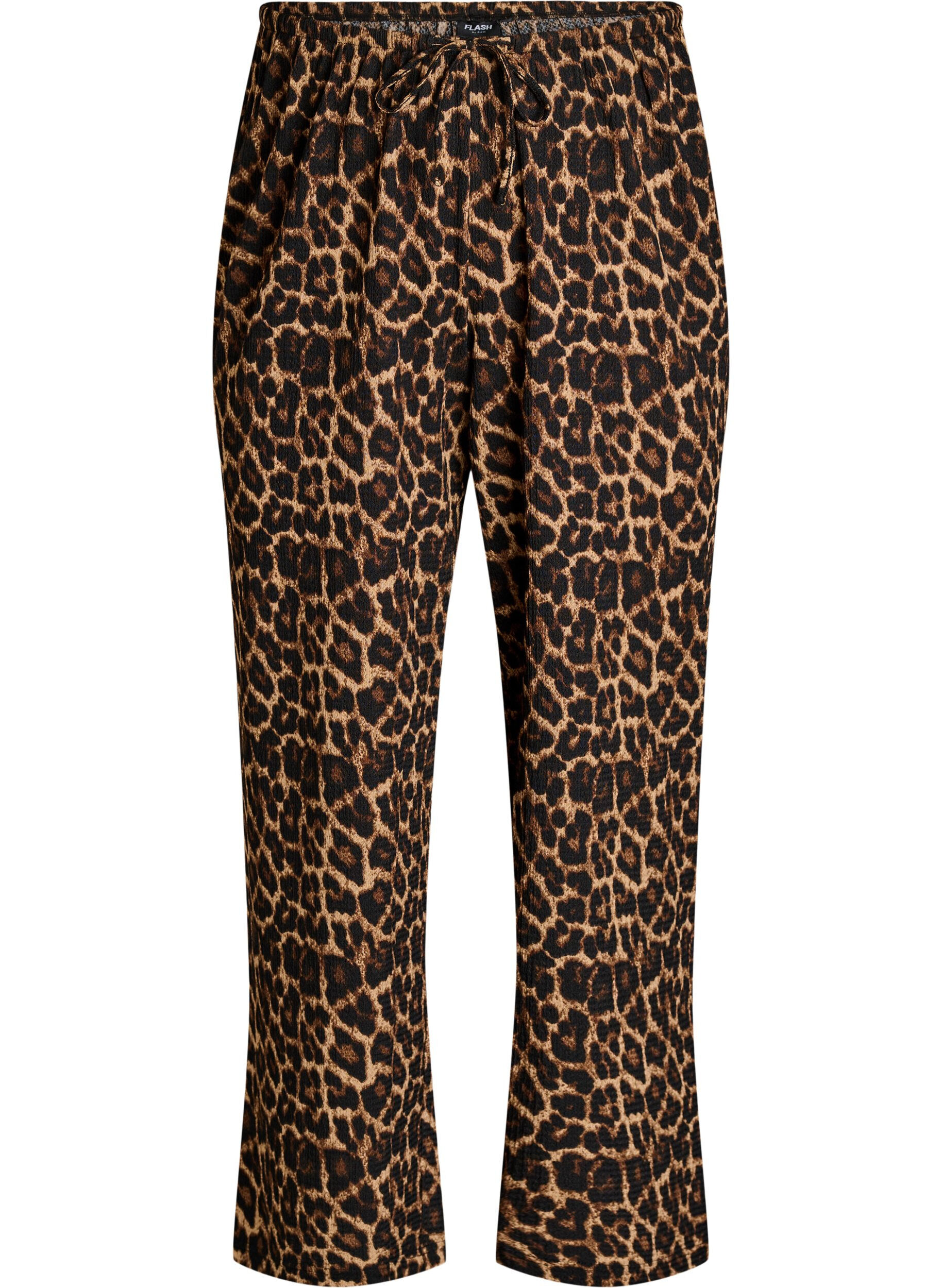 Zizzi Pantalon large en tissu l&eacute;ger et textur&eacute;, Noir, Packshot image number 0