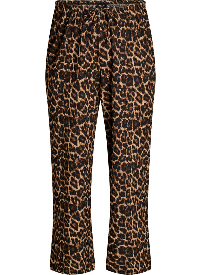 Pantalon large en tissu l&eacute;ger et textur&eacute;, Noir, Packshot image number 0