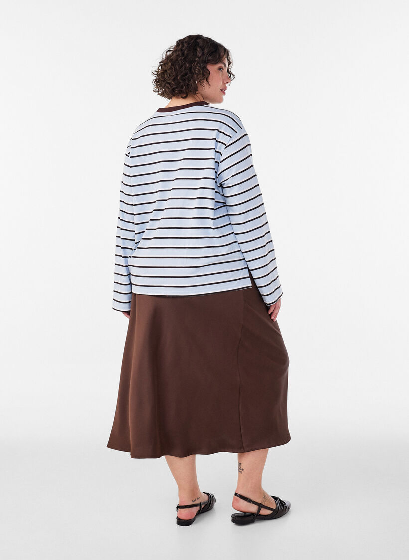 Jupe midi en satin, Marron, Model image number 1