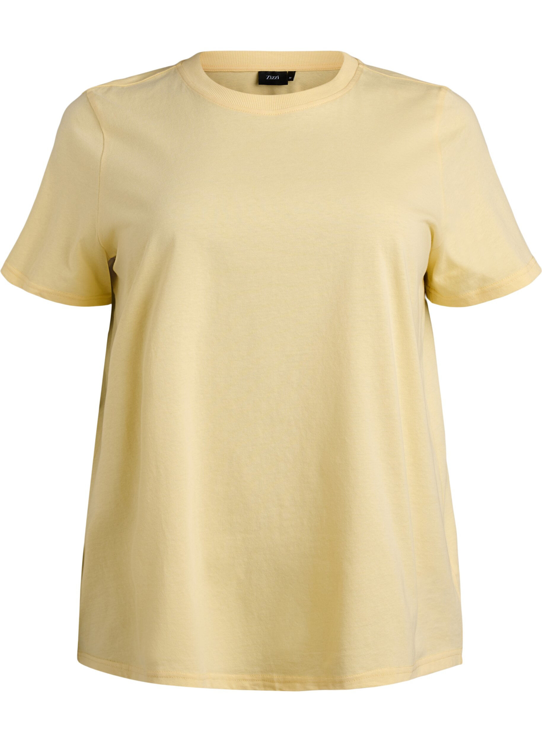 ZizziT-shirt basique en coton &agrave; col rond, Jaune clair, Packshot image number 0