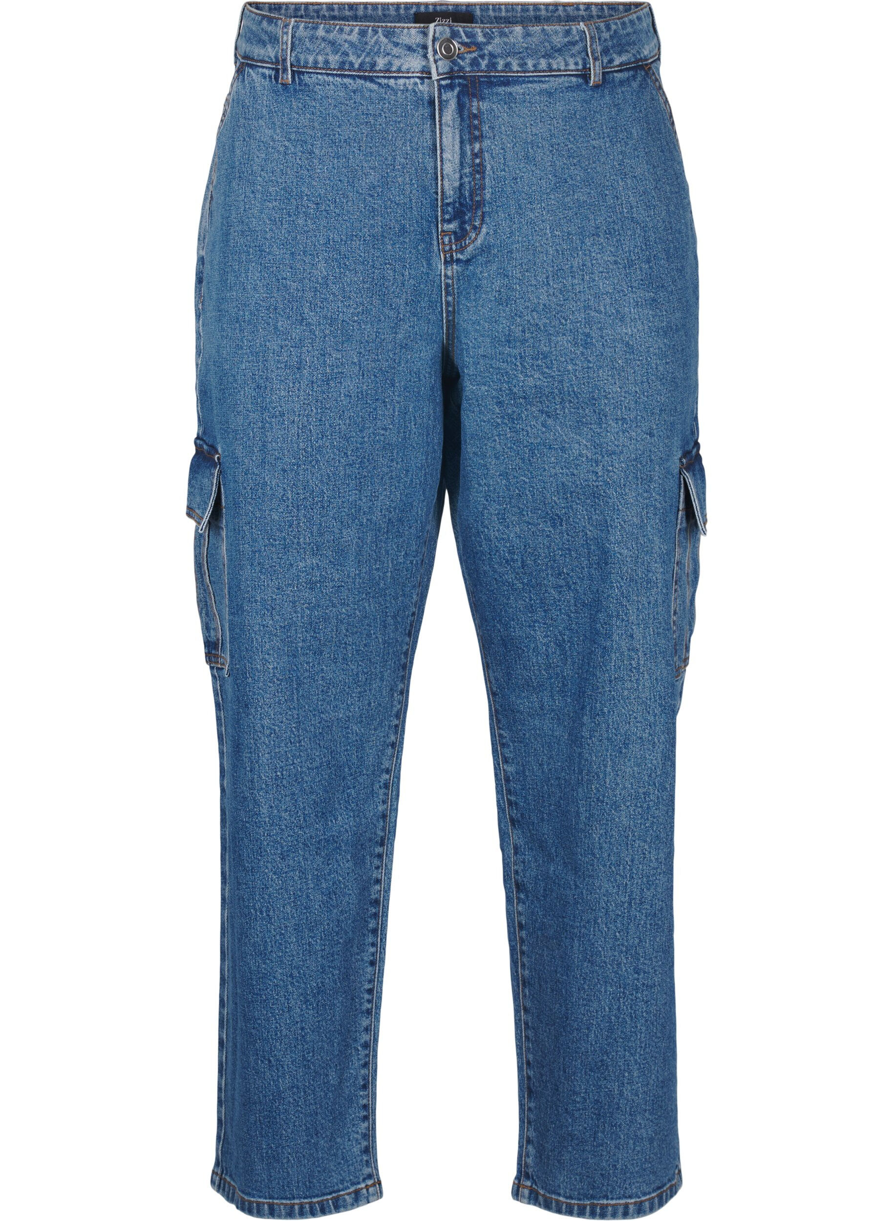 Zizzi Jean cargo &agrave; taille haute, Blue Denim, Packshot image number 0