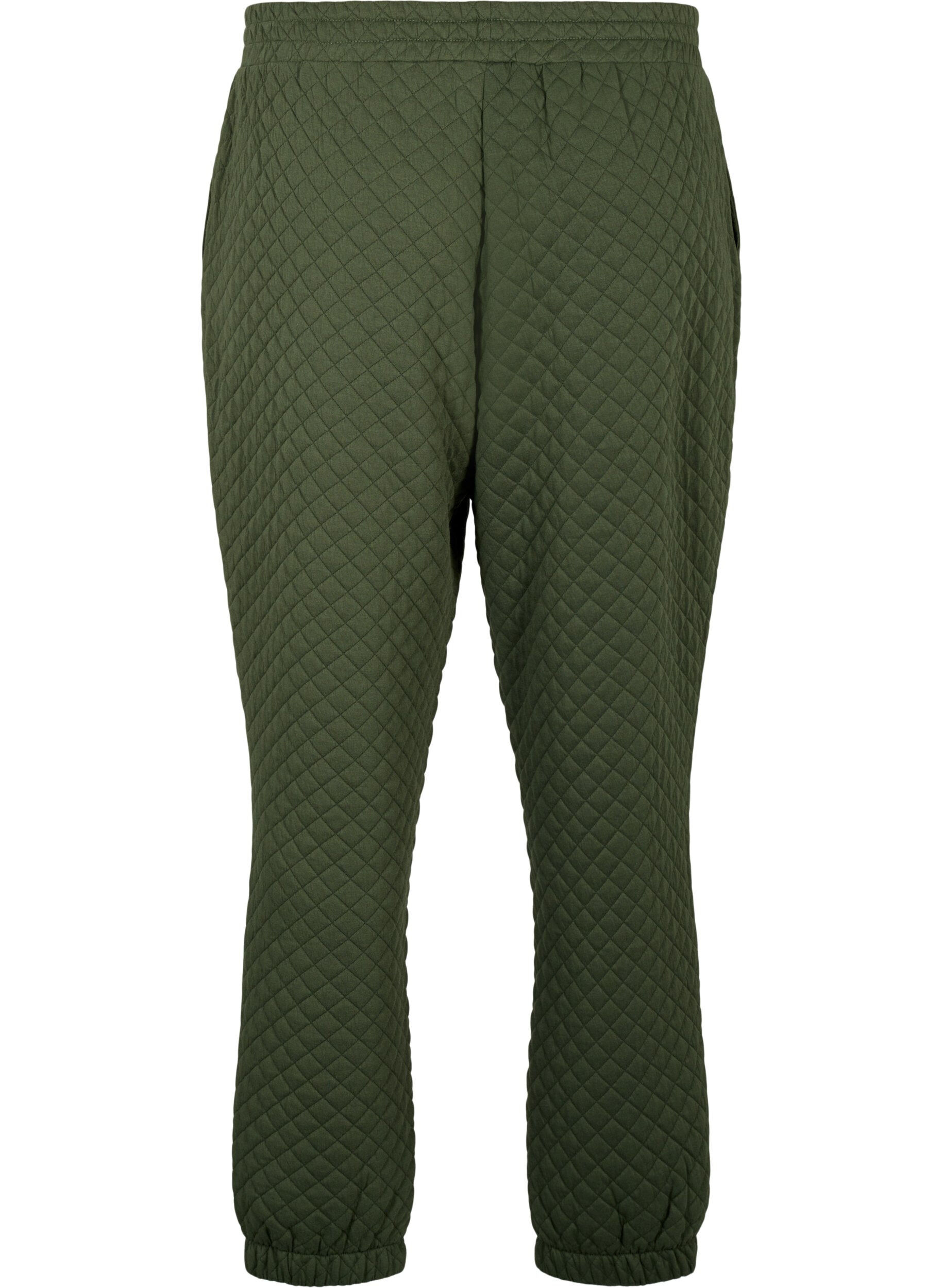 Zizzi Pantalon de surv&ecirc;tement matelass&eacute; avec poches, Thyme, Packshot image number 1