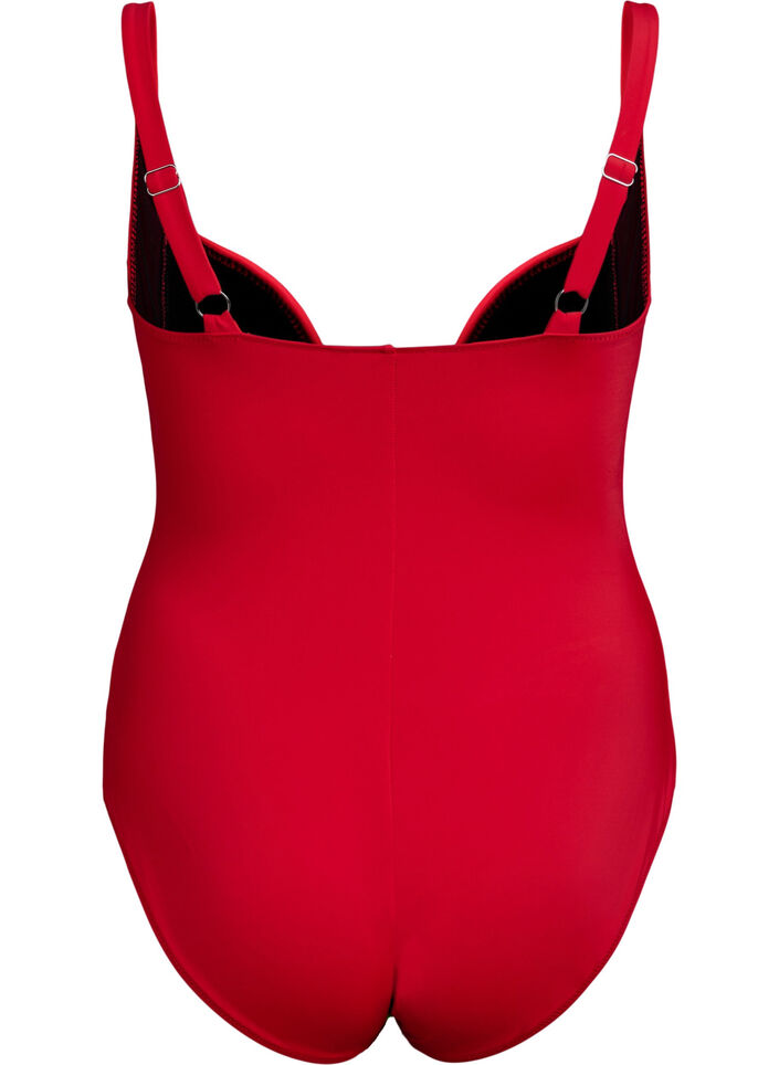 Maillot de bain drapé avec bonnets rembourrés, Rouge, Packshot image number 1
