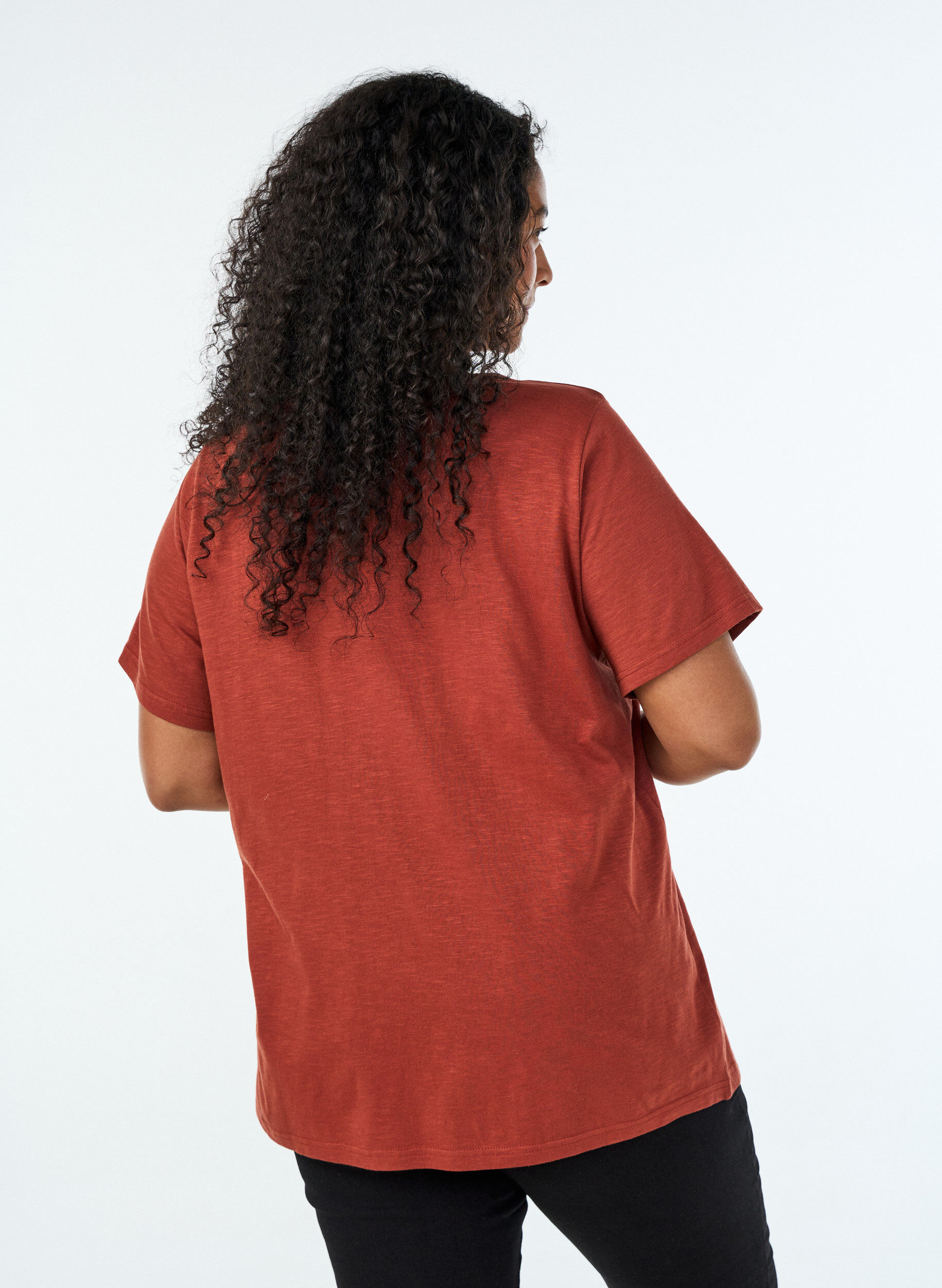 ZizziT-shirt dot&eacute; de boutons, Marron, Model image number 2