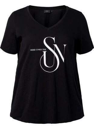 T-shirt en coton avec imprimé, Black SUN, Packshot image number 0
