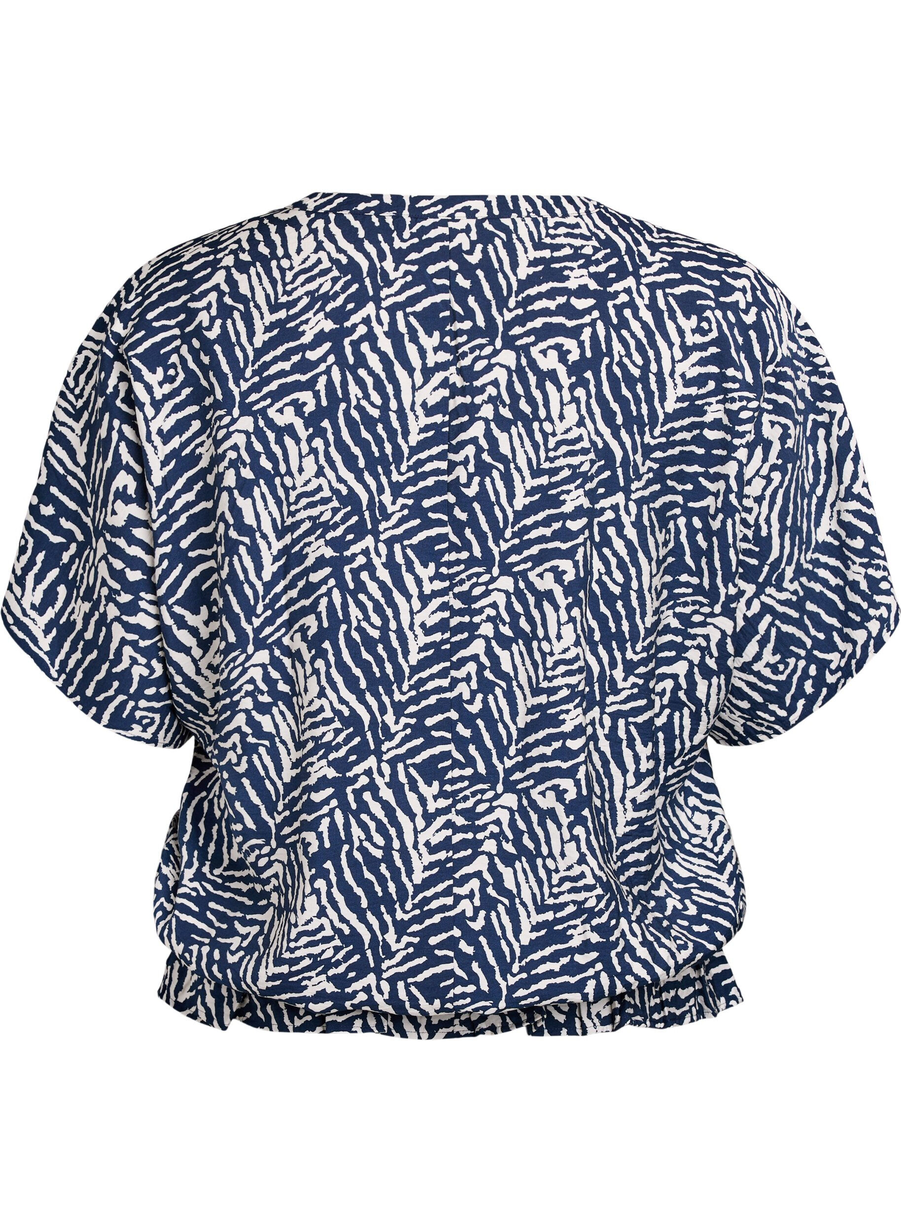 Zizzi Blouse &agrave; manches courtes et ourlet volant&eacute;, Bleu, Packshot image number 1