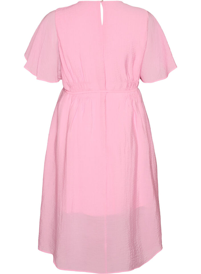 Robe longue avec manches papillon et taille &agrave; nouer, Rose, Packshot