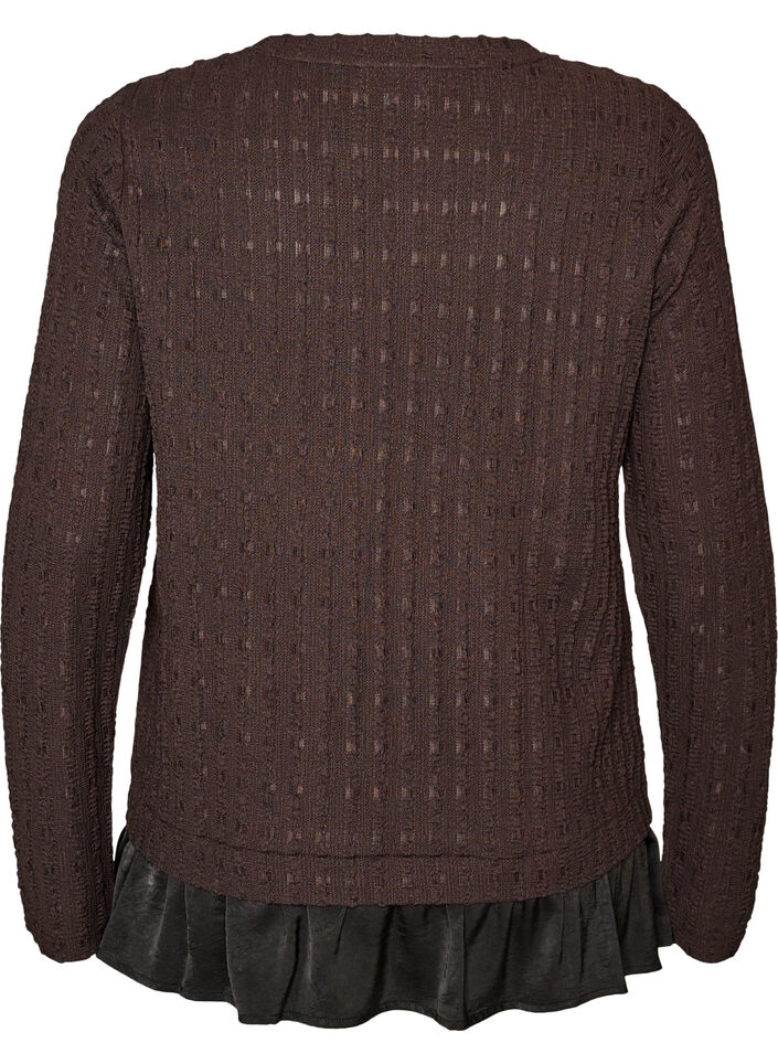 Blouse structur&eacute;e avec ourlet &agrave; volants, Marron, Packshot image number 1