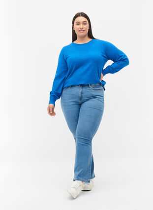 Pull en tricot de couleur unie avec nervures, Skydiver Mel., Model image number 2
