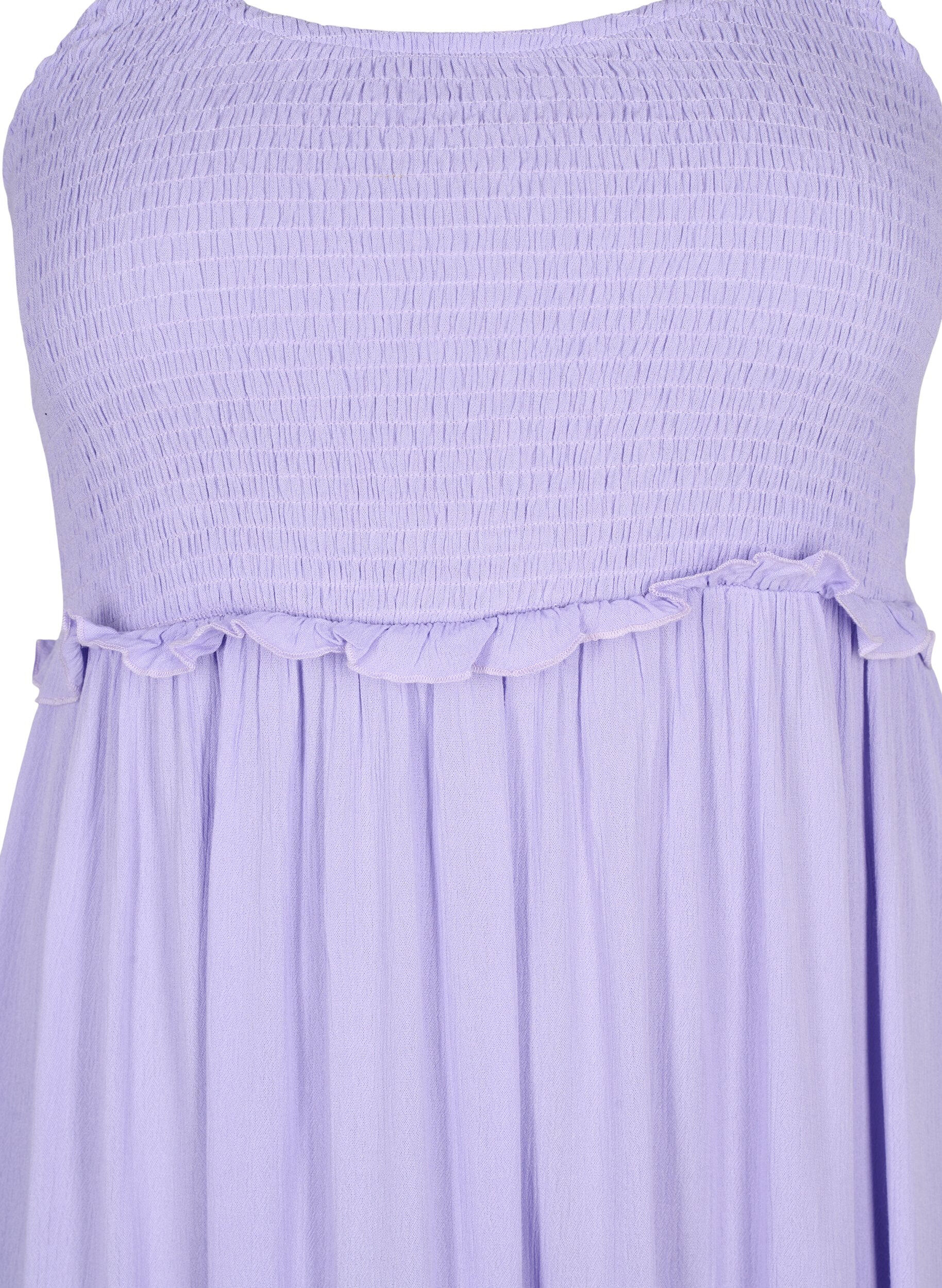 Zizzi Robe midi en viscose avec smock, Lavender, Packshot image number 2