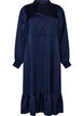 Robe en satin avec manches longues et col en V, Bleu, Packshot image number 0