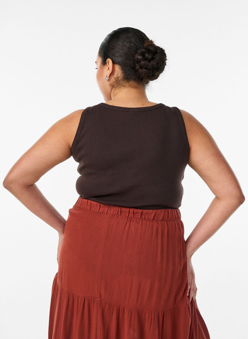 Haut ajust&eacute; avec motif, Marron, Model image number 2