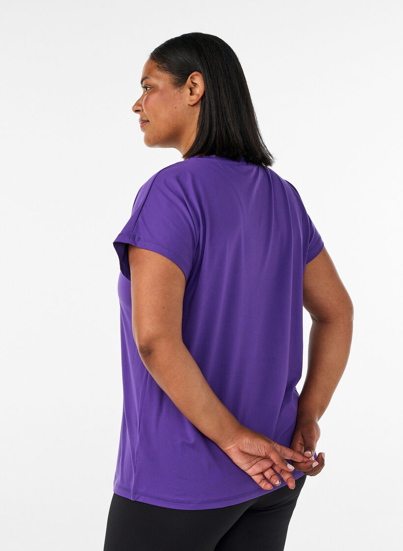 T-shirt de sport couleur unie, Violet, Model image number 2