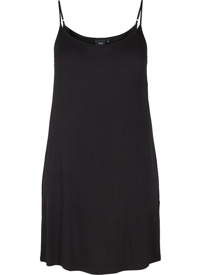 Dessous de robe en viscose uni, Noir, Packshot image number 0