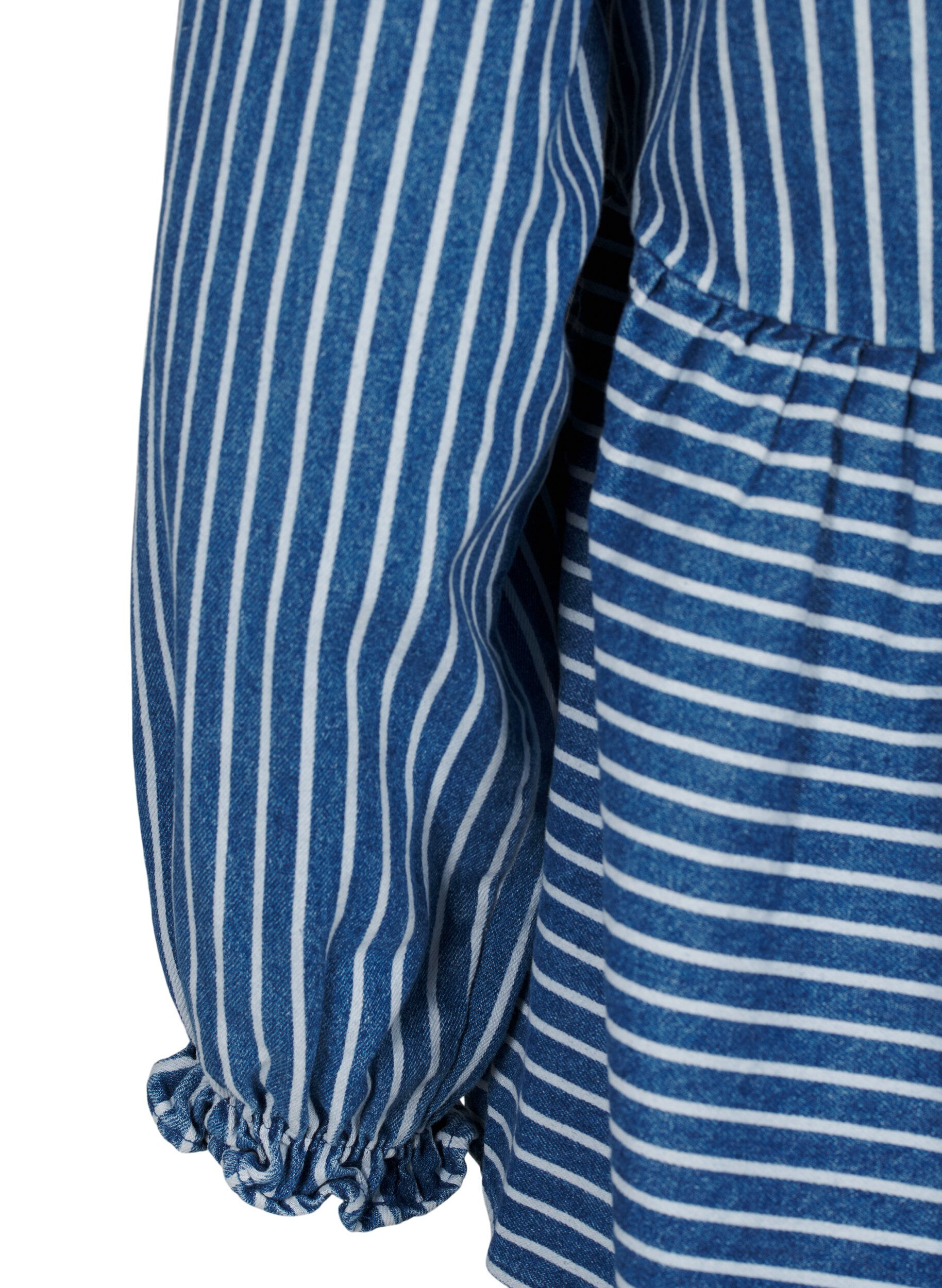 Zizzi Chemisier en denim ray&eacute; &agrave; nouer sur le devant, Bleu, Packshot image number 3