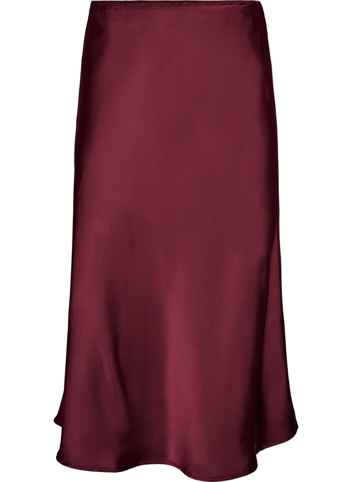 Jupe midi en satin, Bordeaux, Packshot image number 0