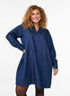 Robe courte en jean avec col et d&eacute;collet&eacute; en V, Bleu, Model image number 0