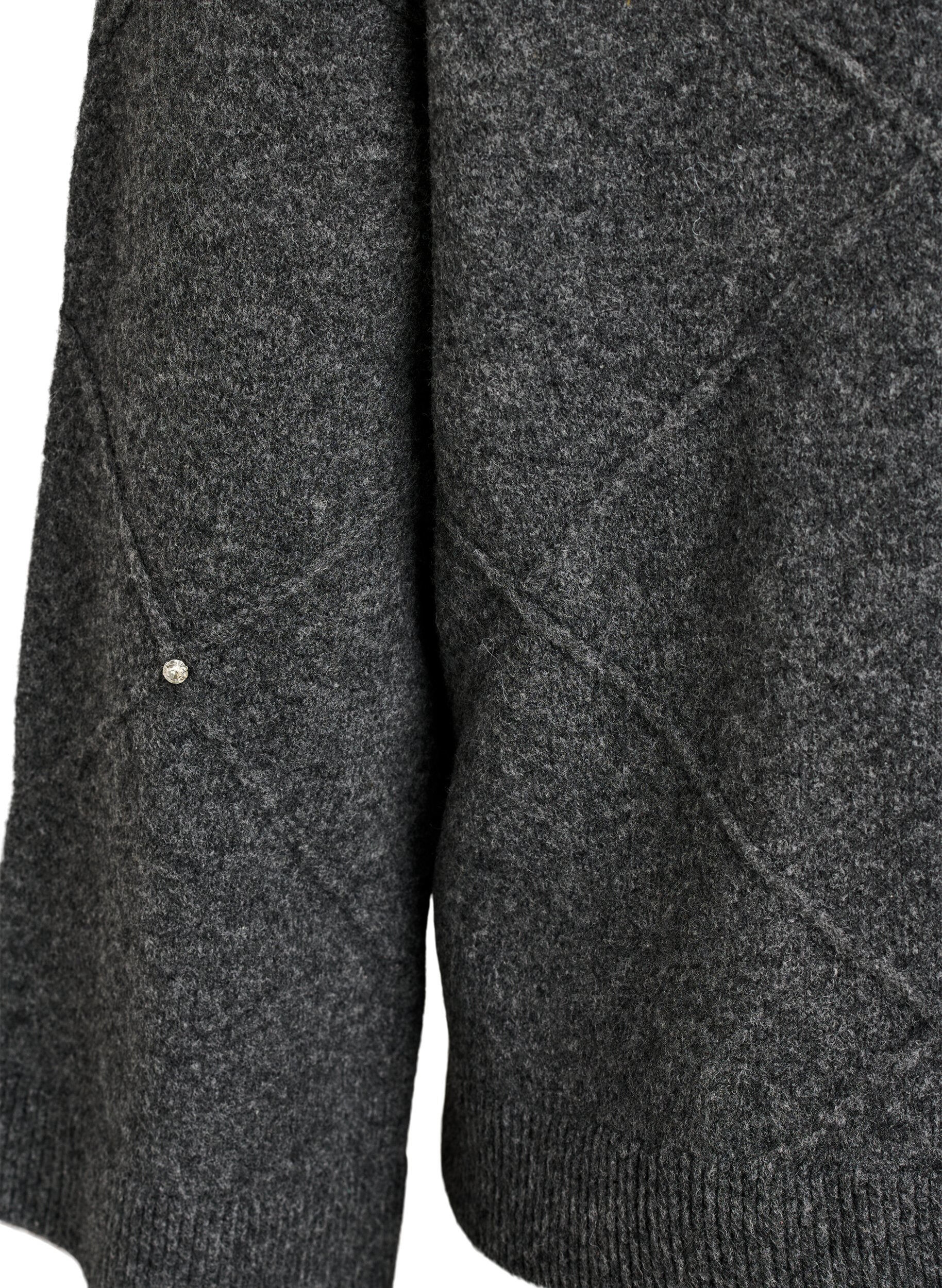 ZizziBlouse en maille avec strass et motif &agrave; losanges, Gris anthracite, Packshot image number 3