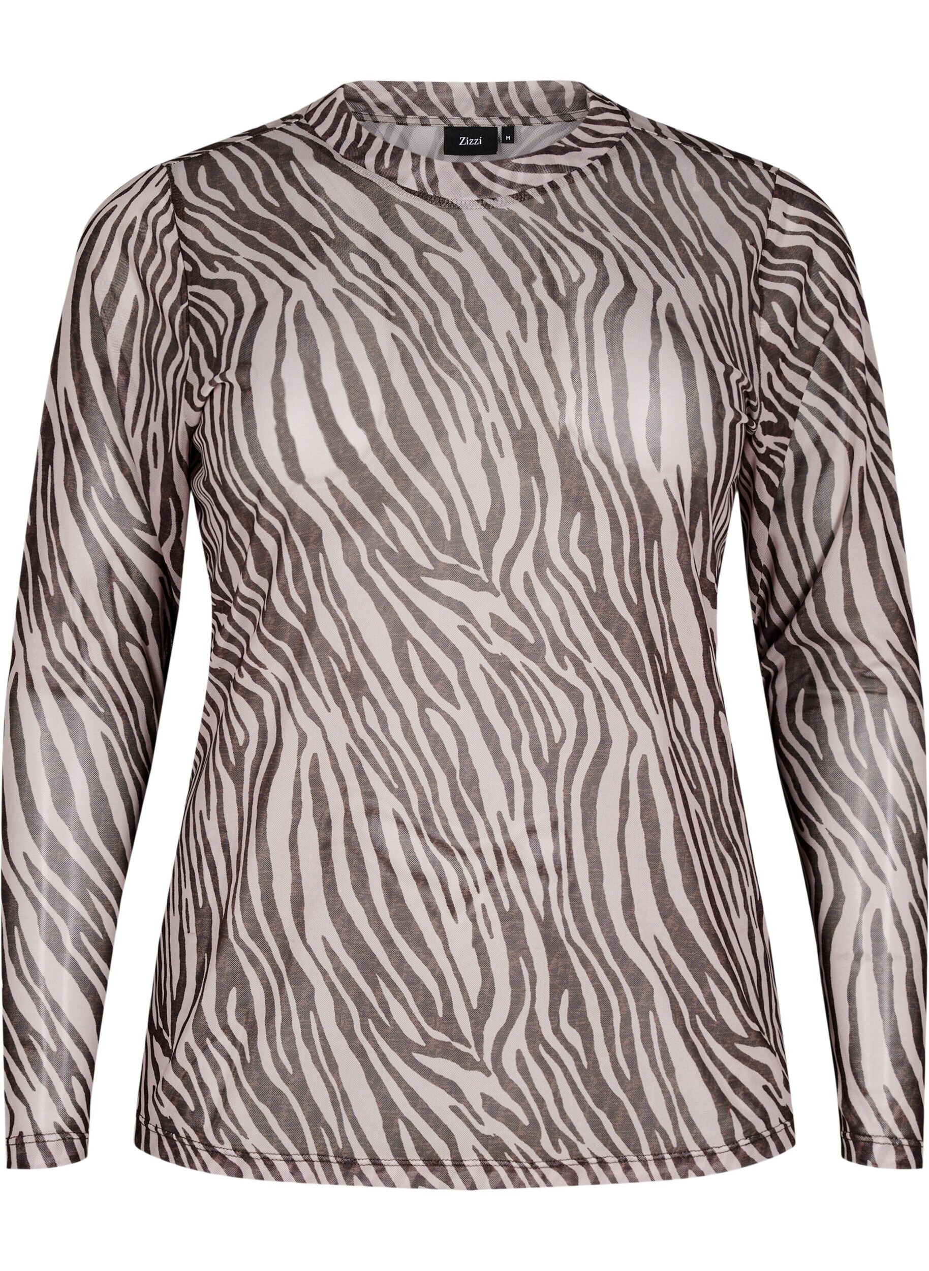ZizziHaut en maille avec imprim&eacute; z&egrave;bre, Noir, Packshot image number 0