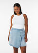 Short en denim effet portefeuille et taille haute, Bleu Clair, Model image number 0