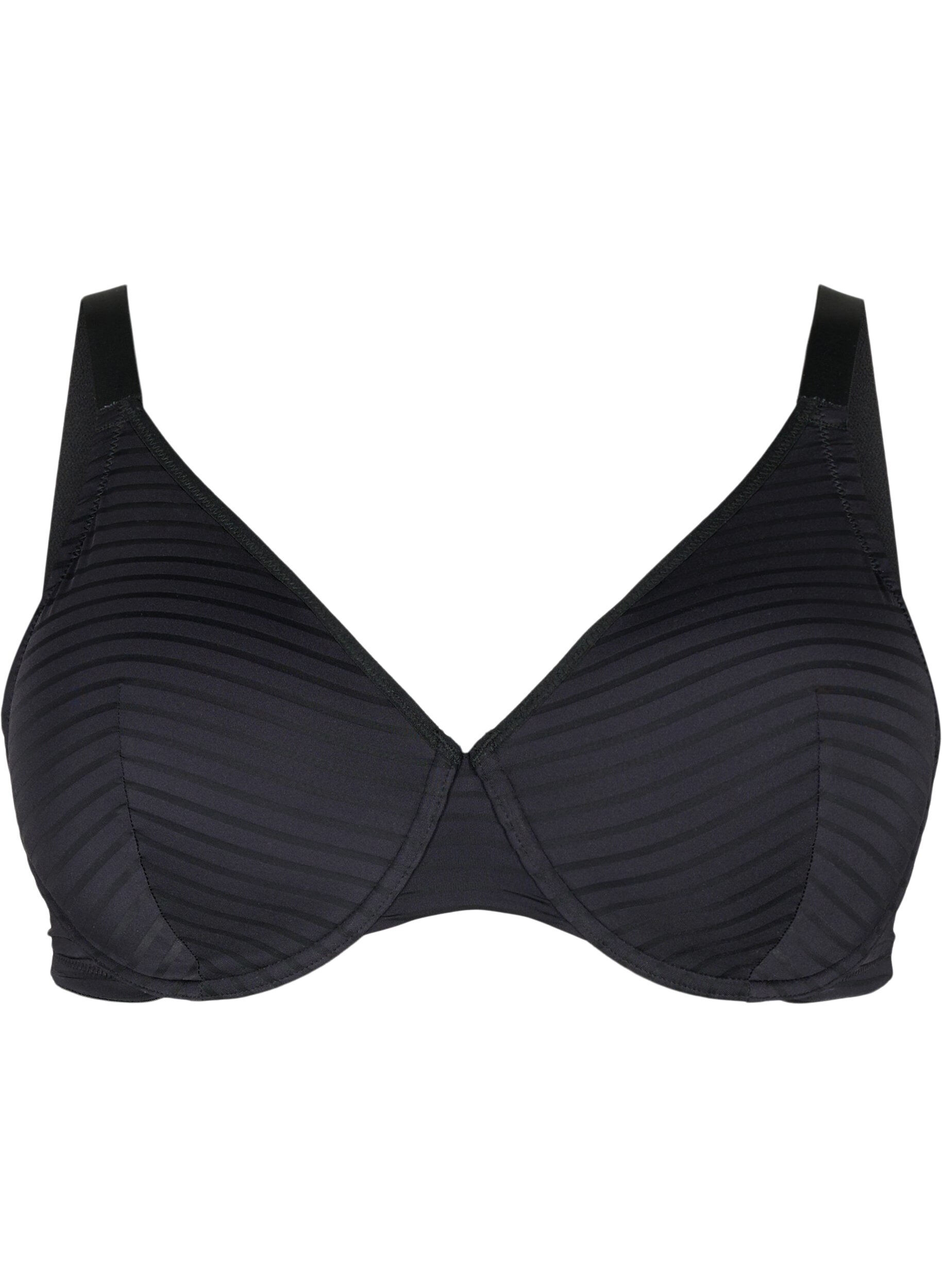 Zizzi Soutien-gorge moul&eacute; avec maille ray&eacute;e, Black, Packshot image number 0
