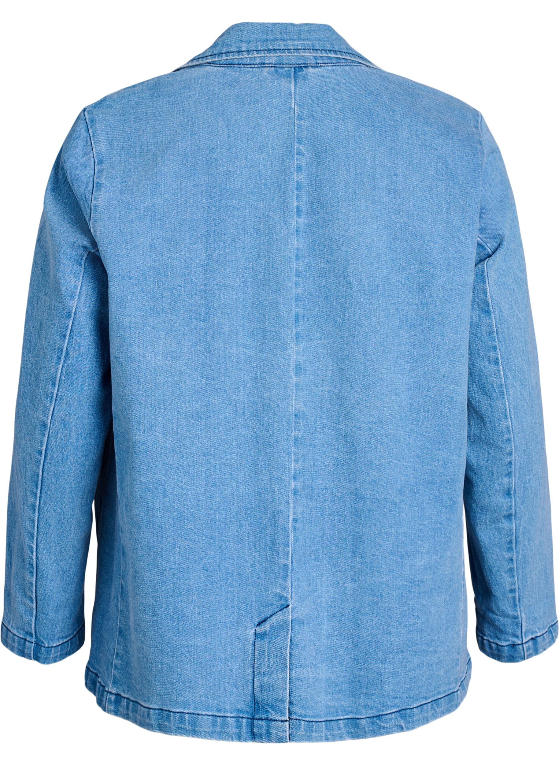 Zizzi Blazer en denim avec poches, Bleu Clair, Packshot image number 1