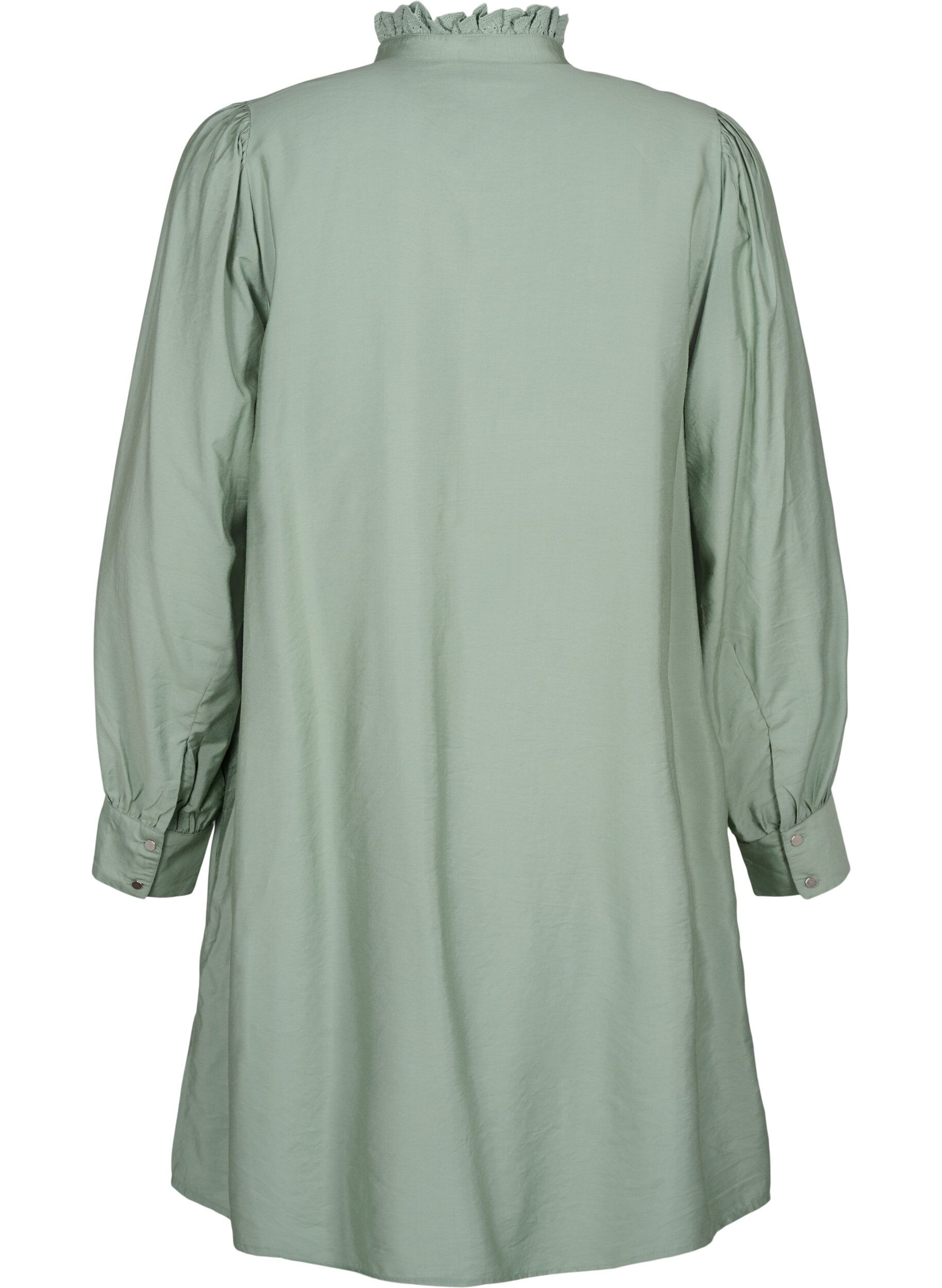 Zizzi Robe chemise en viscose avec volants, Vert clair, Packshot image number 1