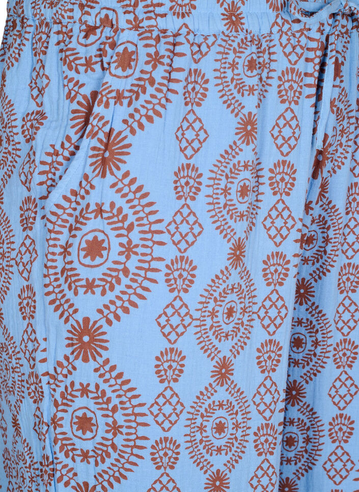 Pantalon ample en mousseline de coton à motif, Bleu Clair, Packshot image number 2