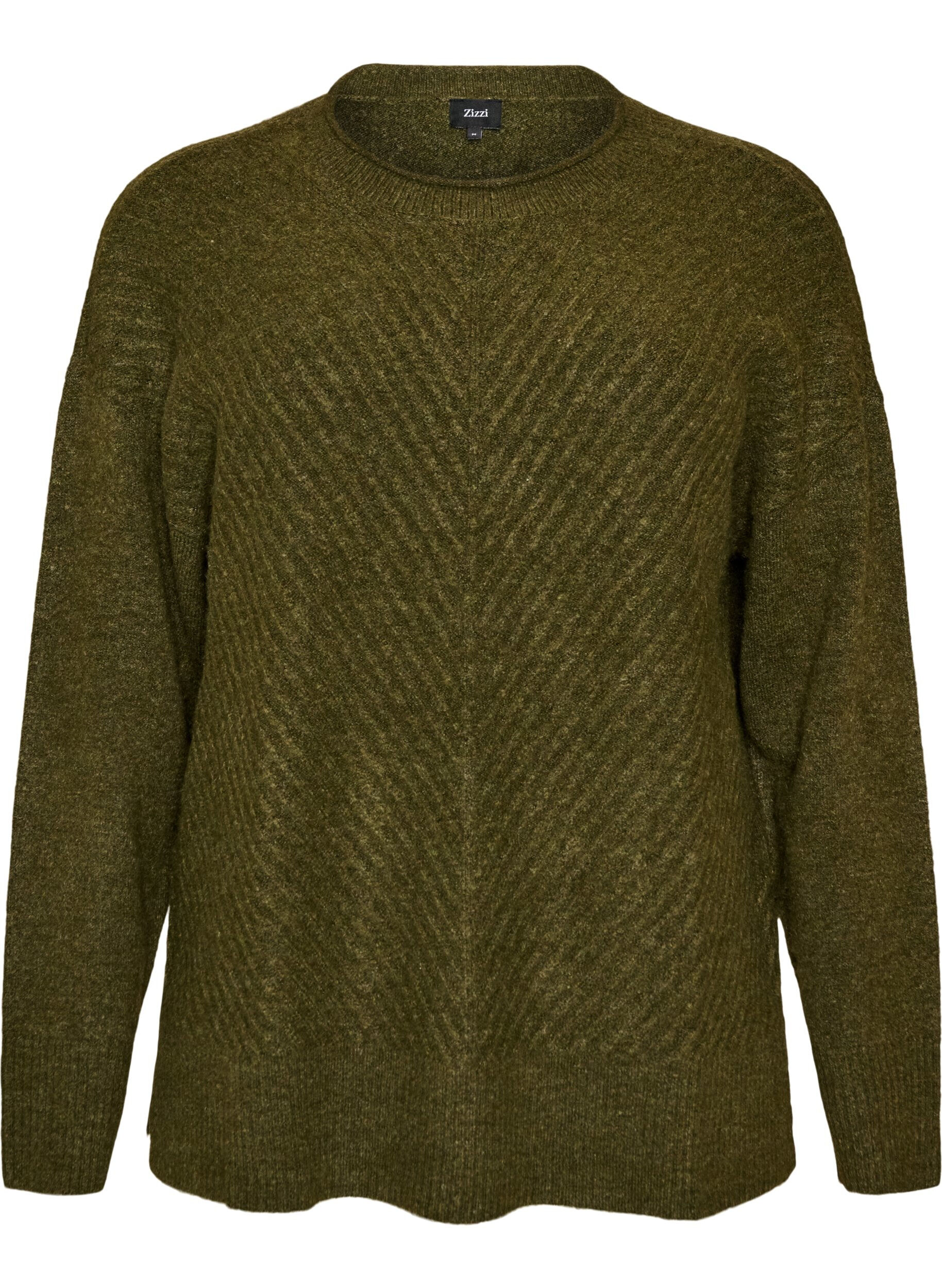Blouse en maille avec motif c&ocirc;tel&eacute; en V et fentes