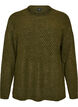 Blouse en maille avec motif c&ocirc;tel&eacute; en V et fentes, Vert fonc&eacute;, Packshot image number 0