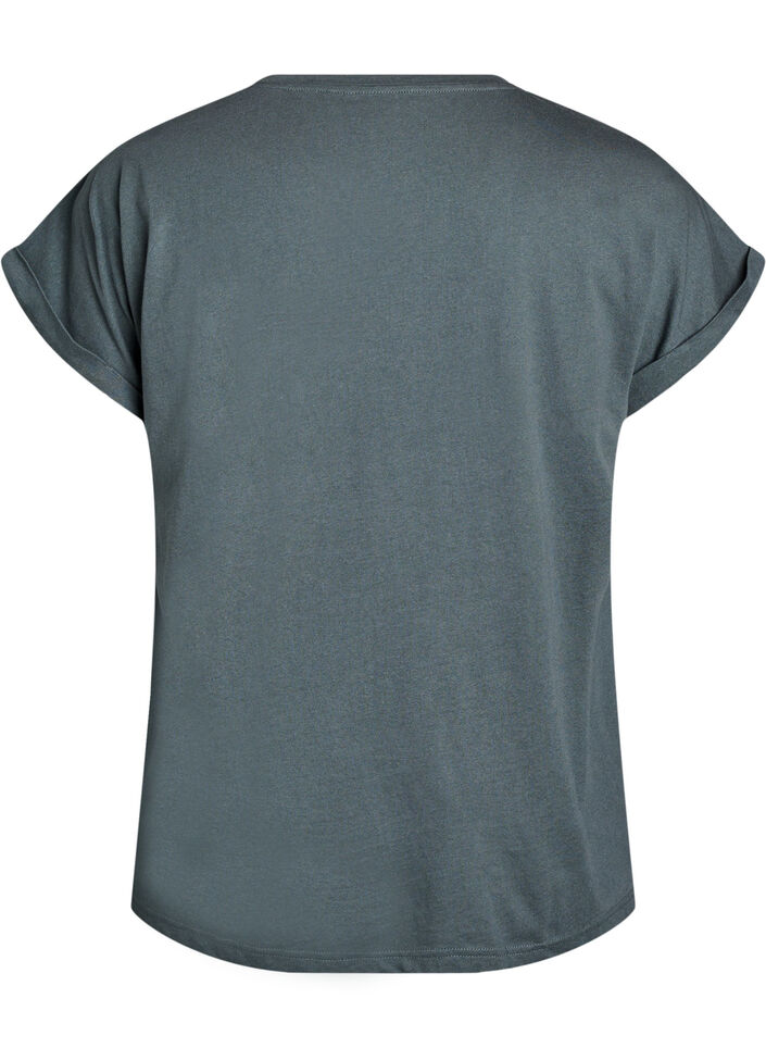 T-shirt &agrave; manches courtes en coton m&eacute;lang&eacute;, Vert fonc&eacute;, Packshot image number 1