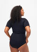 Maillot de bain une-pièce avec fermeture éclair et manches courtes, Black, Model image number 1