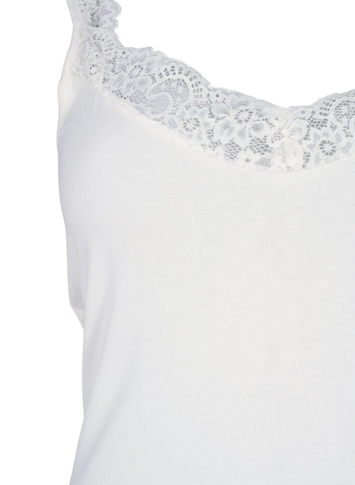 Top en viscose avec bord en dentelle, Vanille, Packshot image number 2