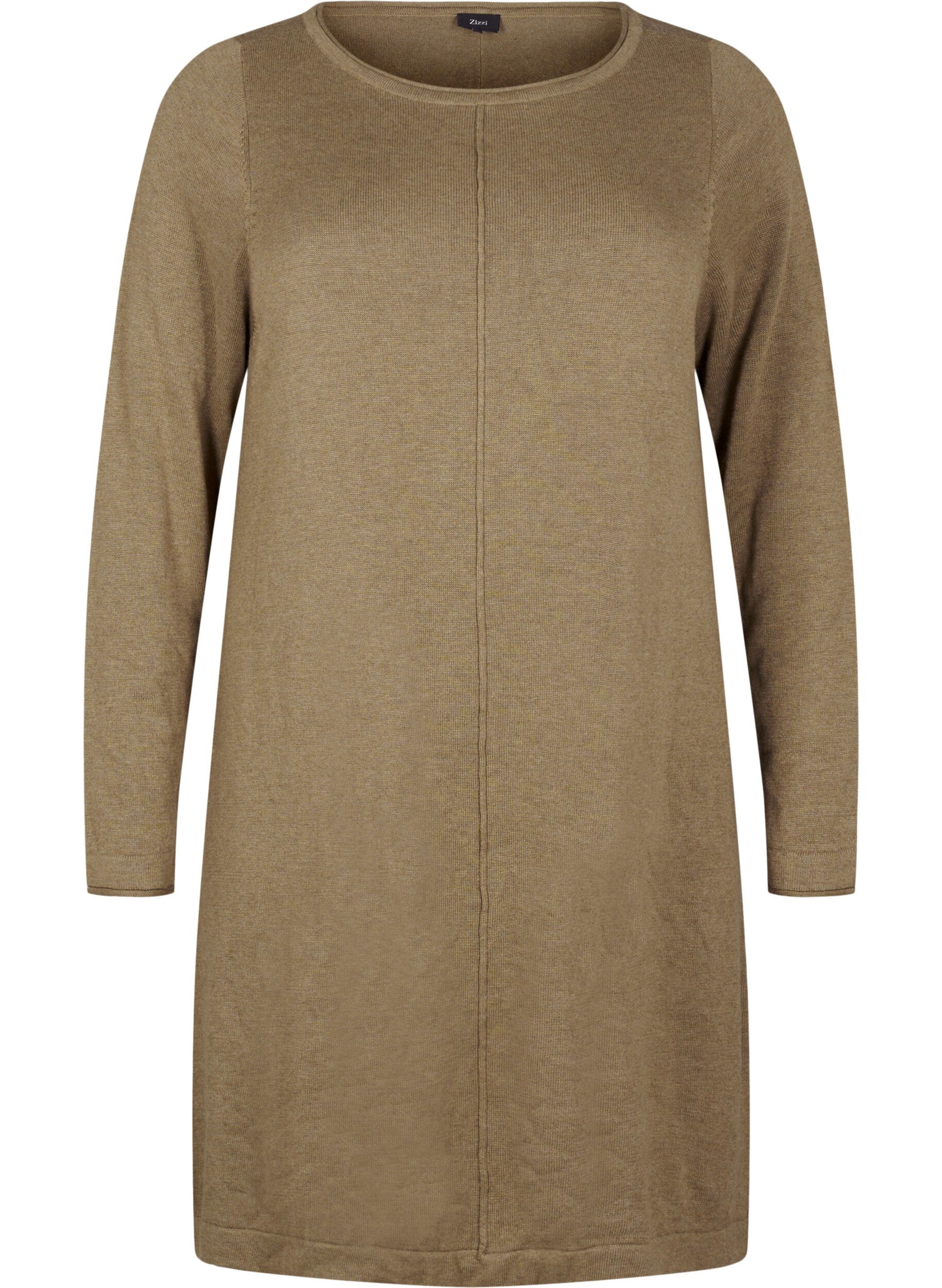 Zizzi Robes tricot&eacute;es en m&eacute;lange coton-viscose, Vert Kaki, Packshot image number 0