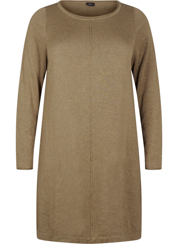 Robes tricotées en mélange coton-viscose, Dusky Green, Packshot image number 0