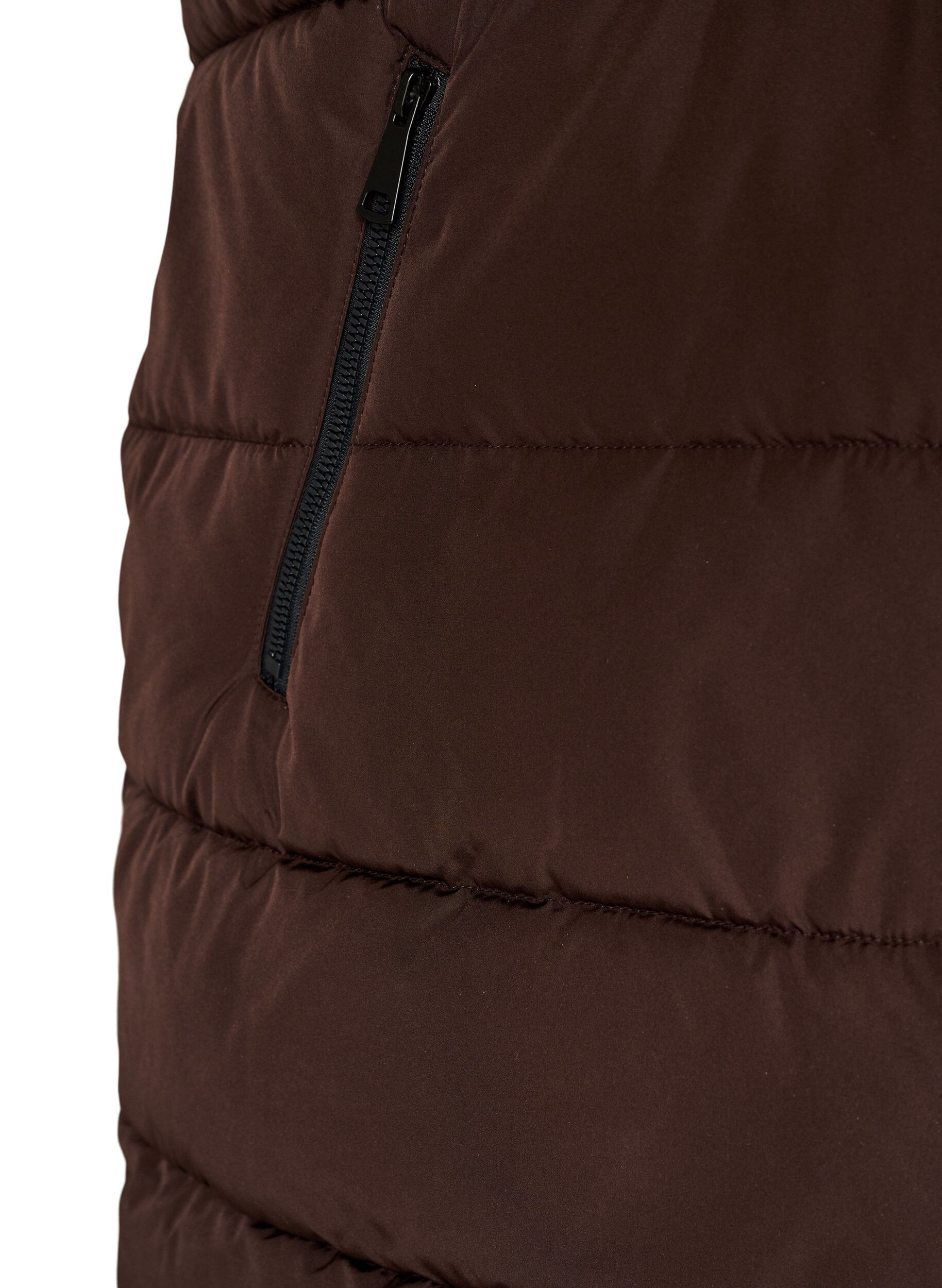 ZizziGilet long avec capuche et poches, Marron, Packshot image number 3