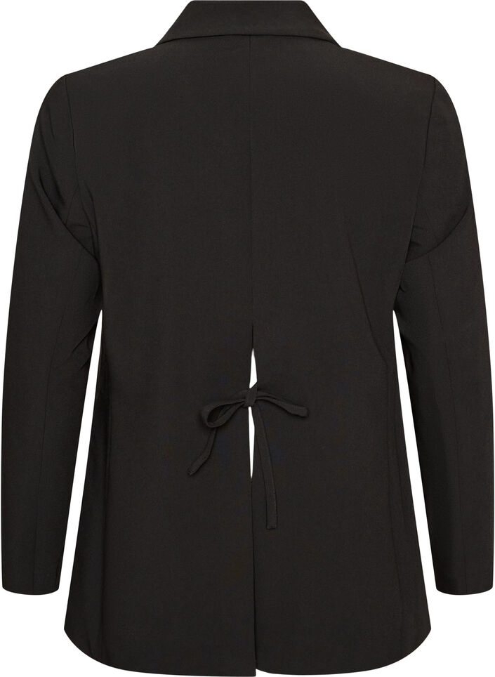 Blazer avec fente au dos et d&eacute;tail &agrave; nouer, Noir, Packshot image number 1