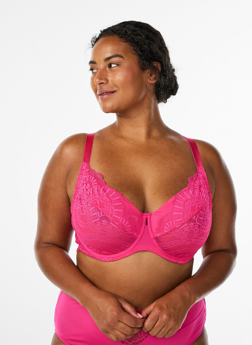 Soutien-gorge emboîtant avec armatures en dentelle, Rose, Model