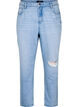 Jeans Mille mom-fit à détails effilochés, Light Blue Denim, Packshot image number 0