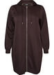 Sweat &agrave; capuche long avec zip et poches, Marron, Packshot image number 0
