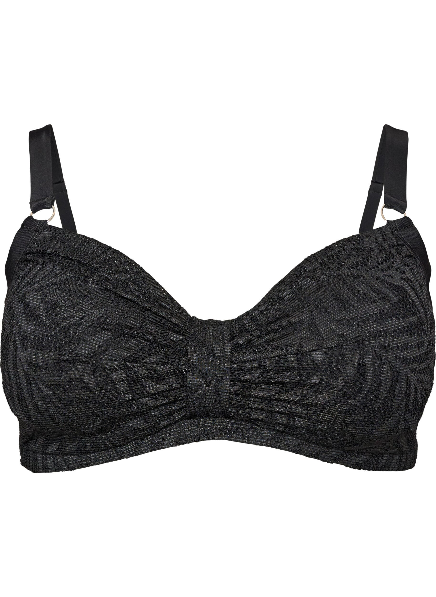 ZizziHaut de bikini avec maille structur&eacute;e et coussinets amovibles, Noir, Packshot image number 0
