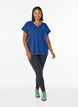 T-shirt de sport ample avec col en v, Bleu, Model image number 1
