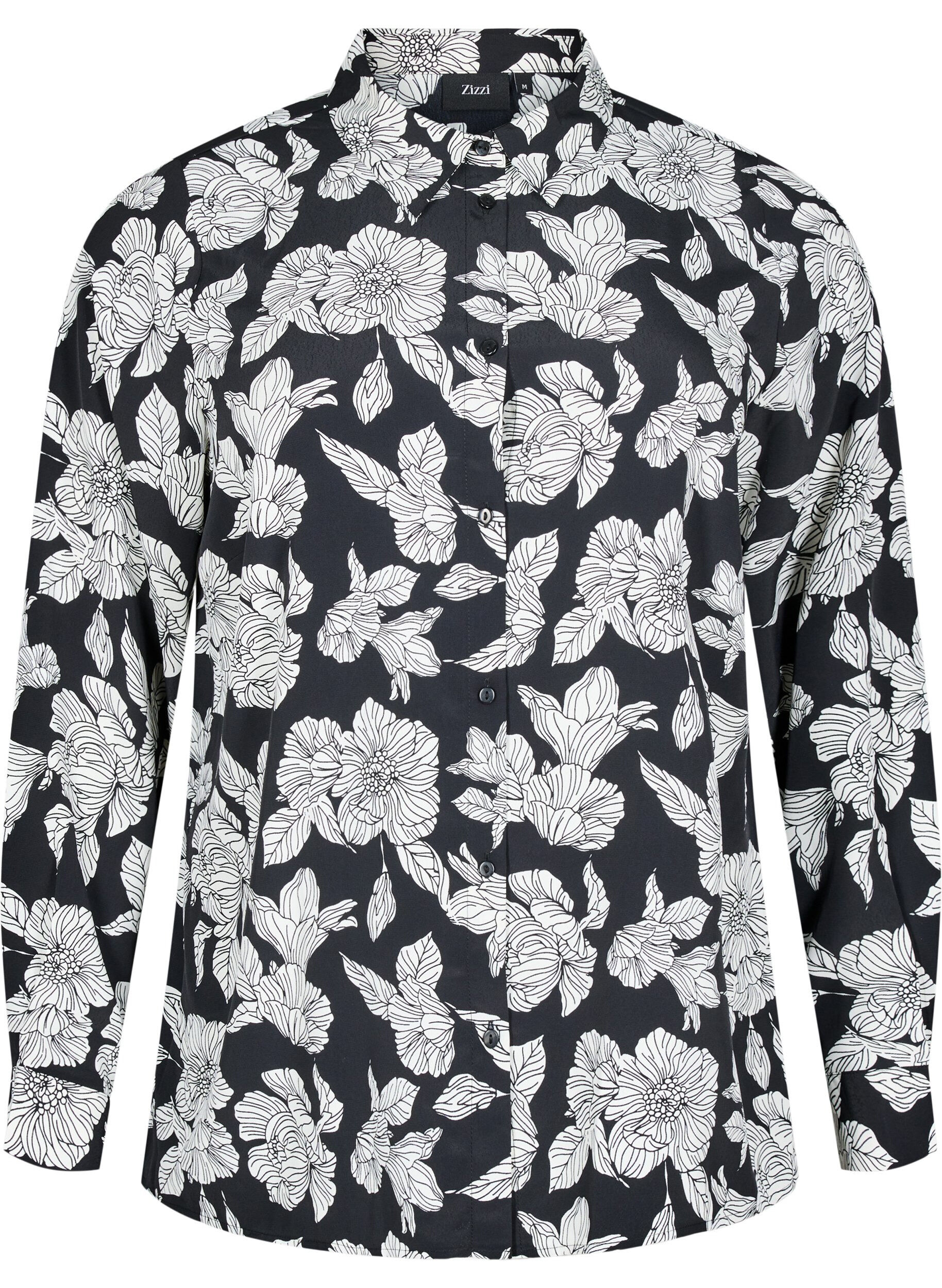 Zizzi Chemise &agrave; imprim&eacute; floral, Noir, Packshot image number 0